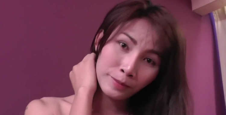 Brunette Ladyboy in Black and Orange Dress Stroke_main_thumbnail