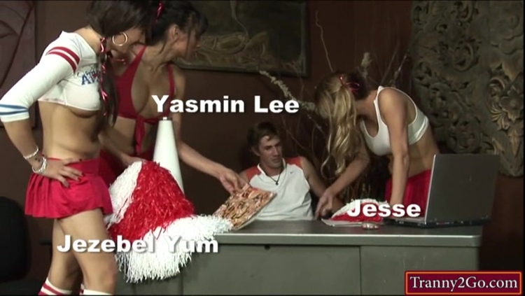 Shemale cheerleaders Jesse, Jezebel and Yasmin make coach suck_main_thumbnail