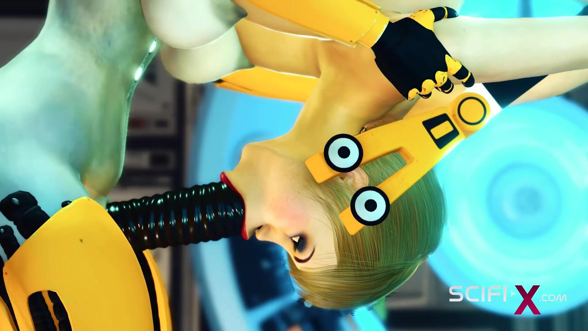 Sci-fi BDSM cuffed and fucked. A sexy Legal-age hottie and shemale android in the lab_main_thumbnail