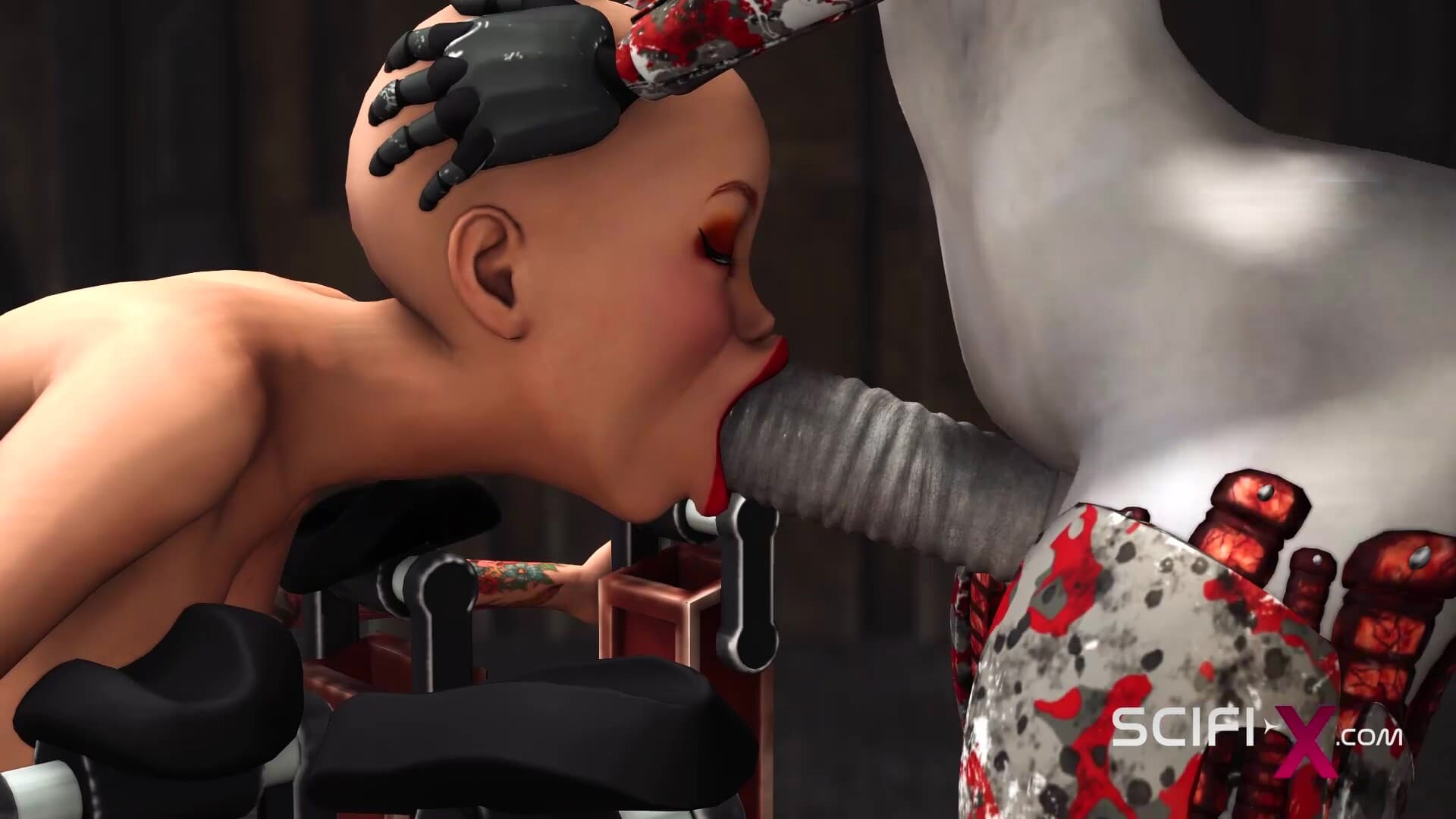 A hot bald Legal-age hottie gets fucked by a sex cyborg in the dungeon_main_thumbnail